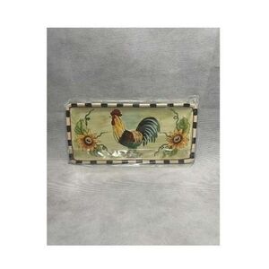 Vintage Italian Rooster Rectangular Tray 11"x5" Hand-Painted Ceramic Italy New